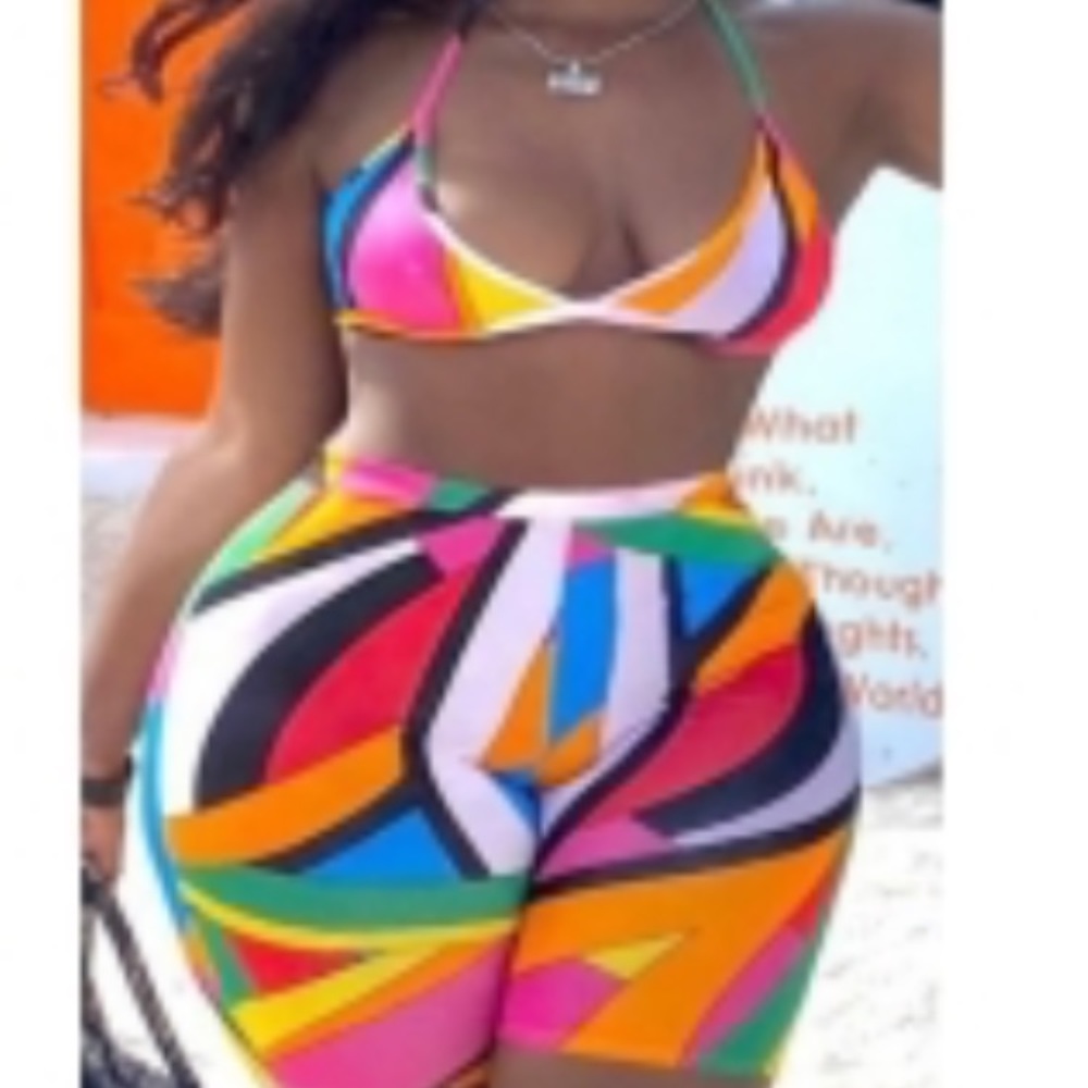 Two piece swim set multi color